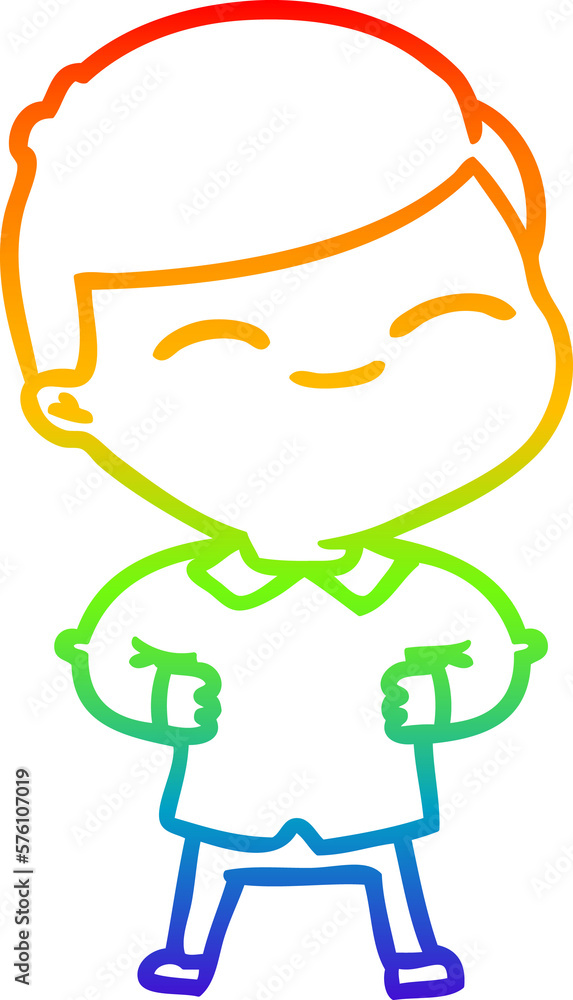 rainbow gradient line drawing cartoon smiling boy rainbow gradient line drawing cartoon smiling boy