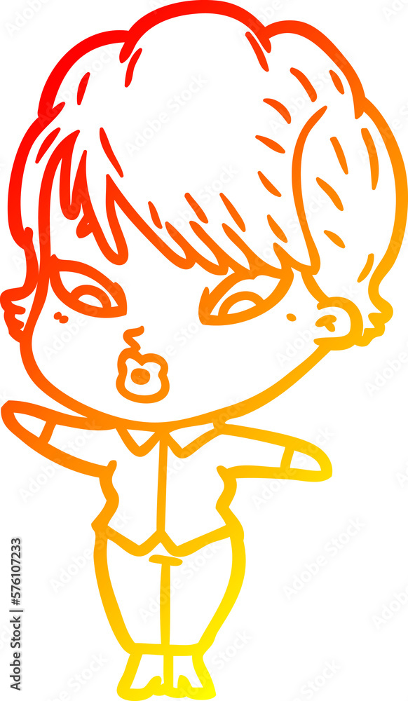 warm gradient line drawing cartoon woman warm gradient line drawing cartoon woman
