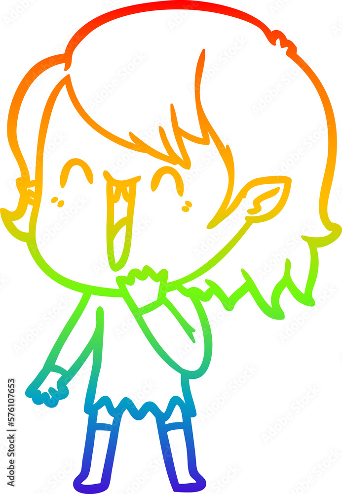 rainbow gradient line drawing cute cartoon happy vampire girl rainbow gradient line drawing cute cartoon happy vampire girl