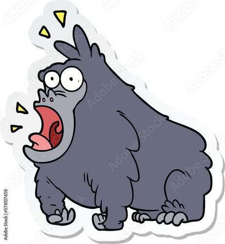 sticker of a cartoon shouting gorilla photo