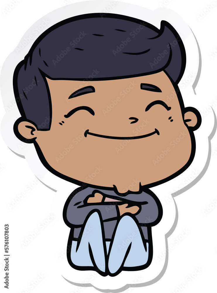 sticker of a happy cartoon man