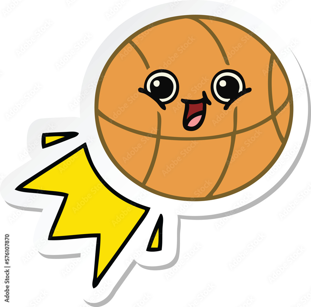sticker of a cute cartoon basketball sticker of a cute cartoon basketball