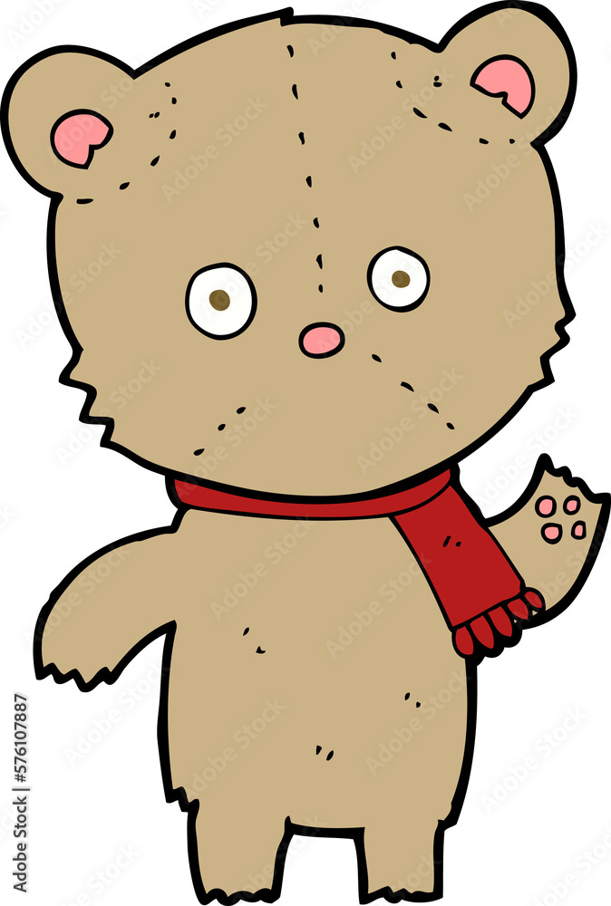Obraz premium cartoon waving teddy bear