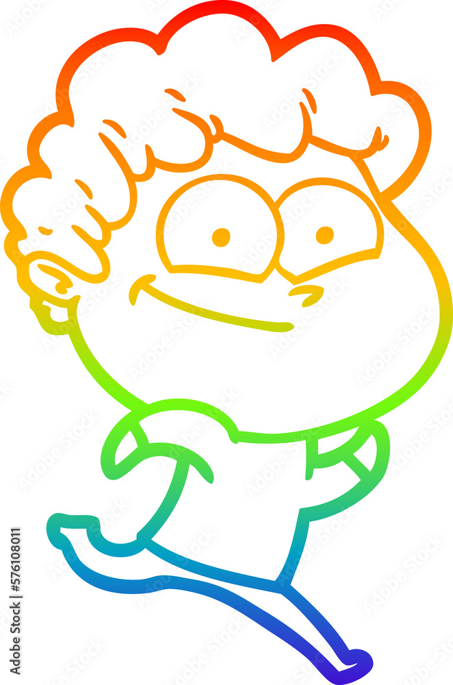 rainbow gradient line drawing cartoon happy man rainbow gradient line drawing cartoon happy man