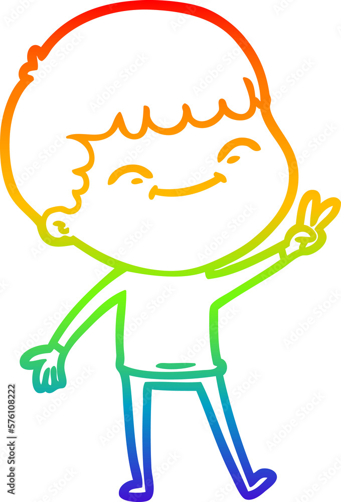 rainbow gradient line drawing cartoon happy boy rainbow gradient line drawing cartoon happy boy