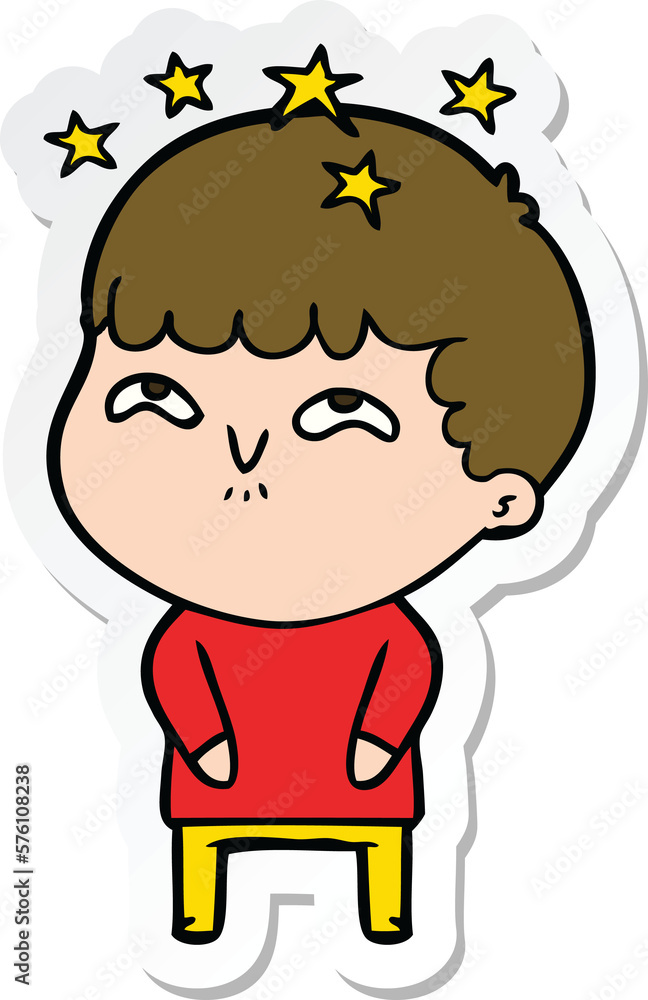 sticker of a cartoon amazed boy sticker of a cartoon amazed boy