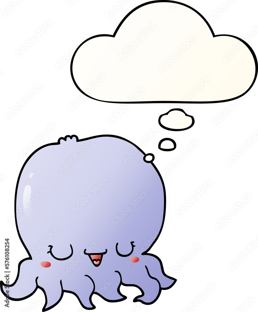 cartoon jellyfish and thought bubble in smooth gradient style cartoon jellyfish and thought bubble in smooth gradient style
