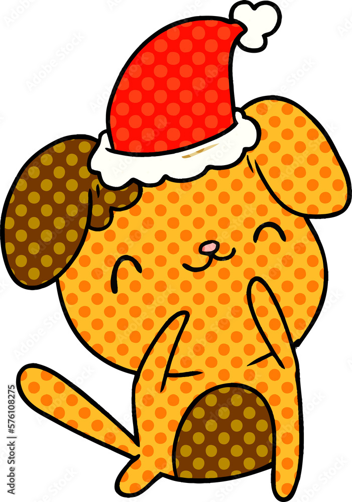 christmas cartoon of kawaii dog