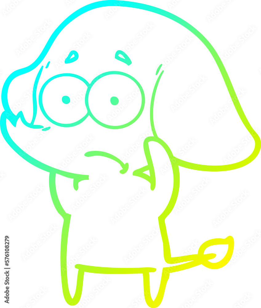 Obraz premium cold gradient line drawing cartoon unsure elephant