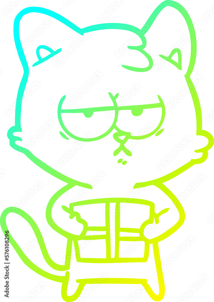 cold gradient line drawing bored cartoon cat cold gradient line drawing bored cartoon cat