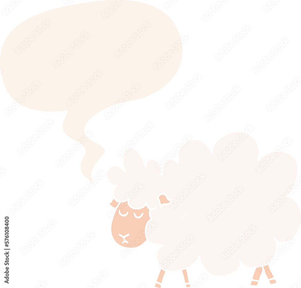 cartoon sheep and speech bubble in retro style cartoon sheep and speech bubble in retro style