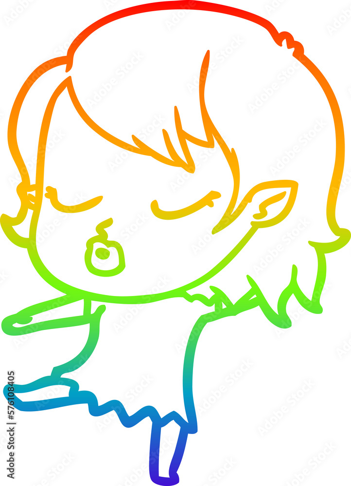 rainbow gradient line drawing cute cartoon vampire girl rainbow gradient line drawing cute cartoon vampire girl