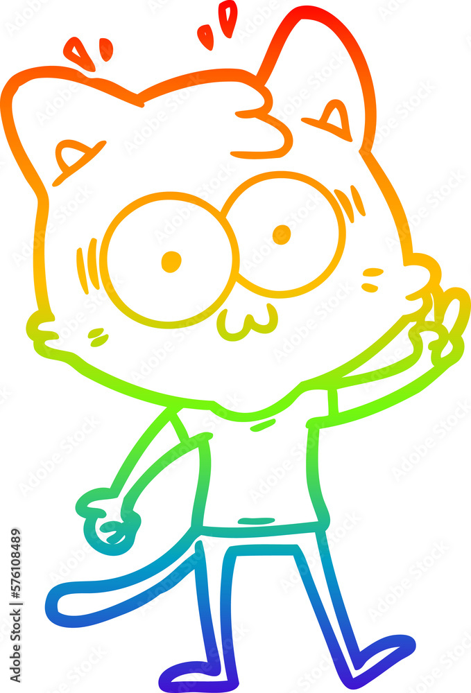rainbow gradient line drawing cartoon surprised cat rainbow gradient line drawing cartoon surprised cat
