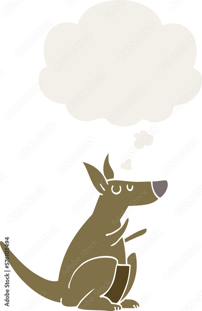 cartoon kangaroo and thought bubble in retro style cartoon kangaroo and thought bubble in retro style