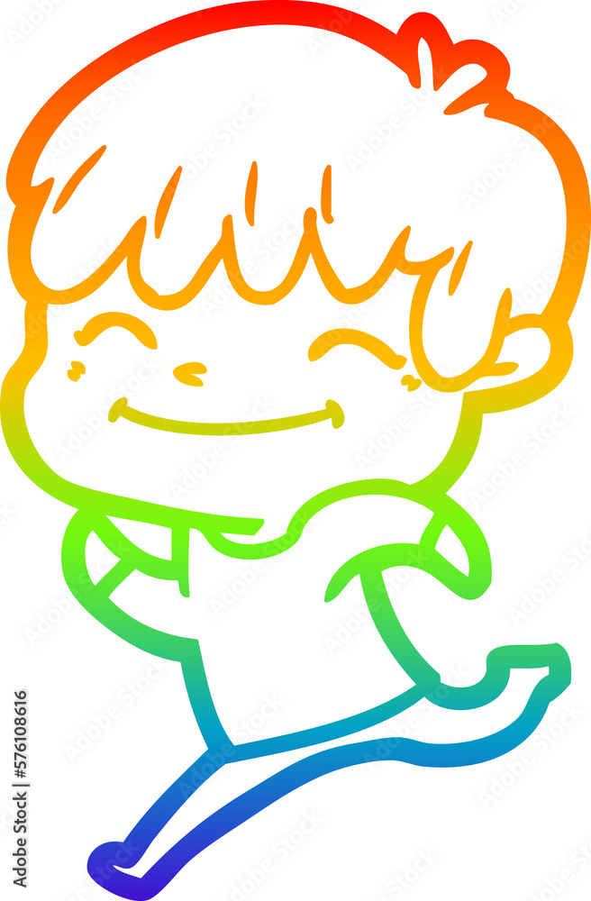 rainbow gradient line drawing cartoon happy boy rainbow gradient line drawing cartoon happy boy