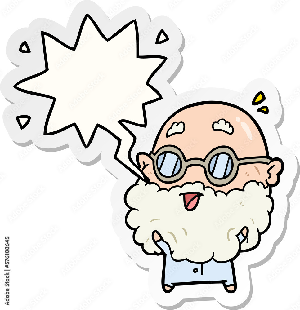 cute cartoon surprised old man and speech bubble sticker cute cartoon surprised old man and speech bubble sticker