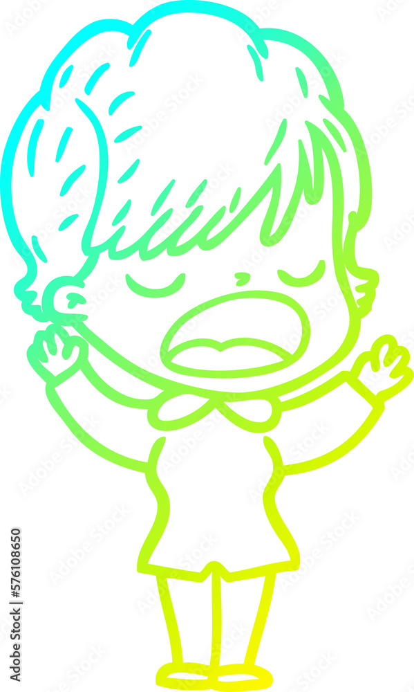 cold gradient line drawing cartoon woman talking cold gradient line drawing cartoon woman talking