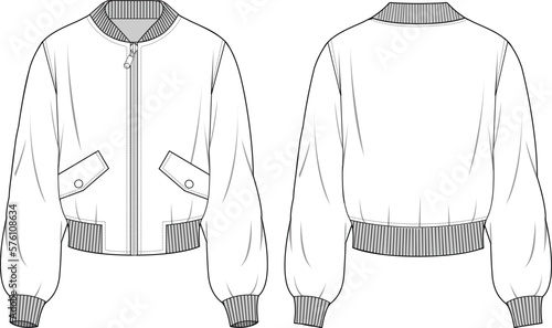 Slika na platnu Women's Front Flap Pockets Detail Bomber Jacket
