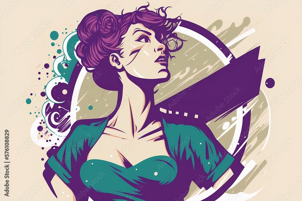 Feminism. Women's rights. Girls power. Womans day card in retro style createrd with Generative AI technology Feminism. Women's rights. Girls power. Womans day card in retro style createrd with Generative AI technology