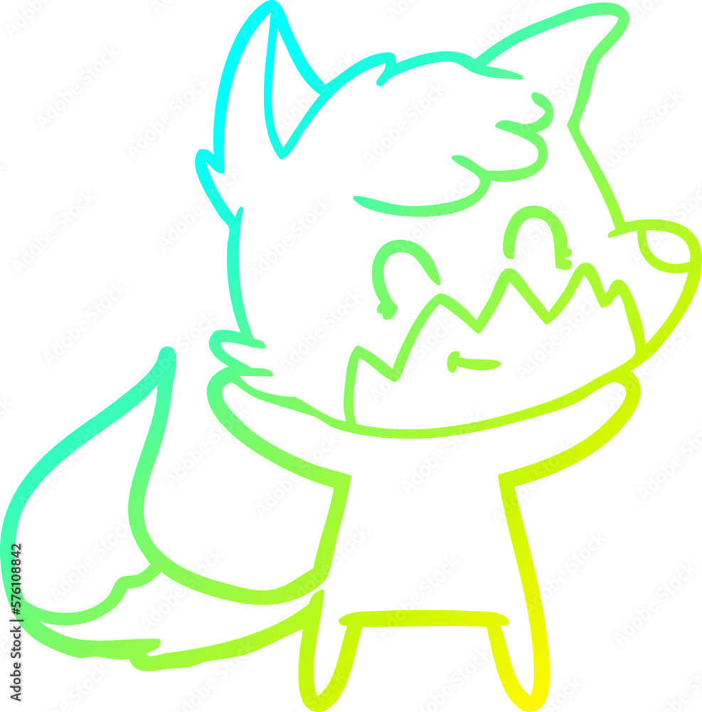cold gradient line drawing cartoon friendly fox cold gradient line drawing cartoon friendly fox