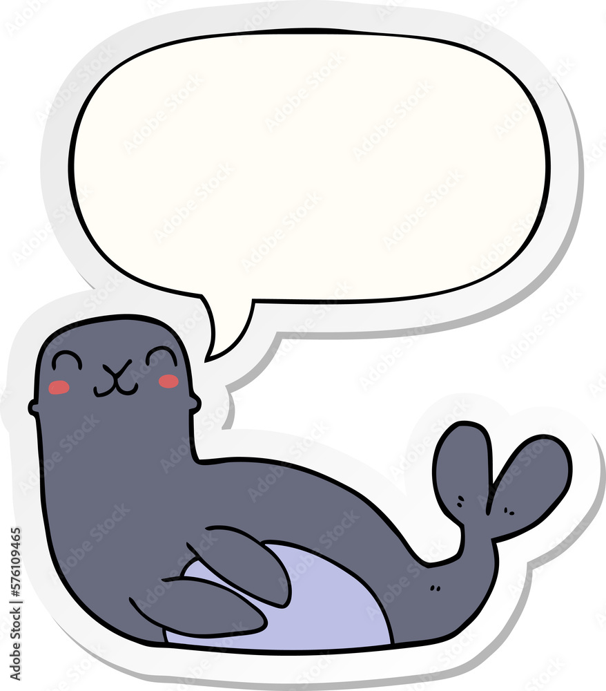 cartoon seal and speech bubble sticker cartoon seal and speech bubble sticker