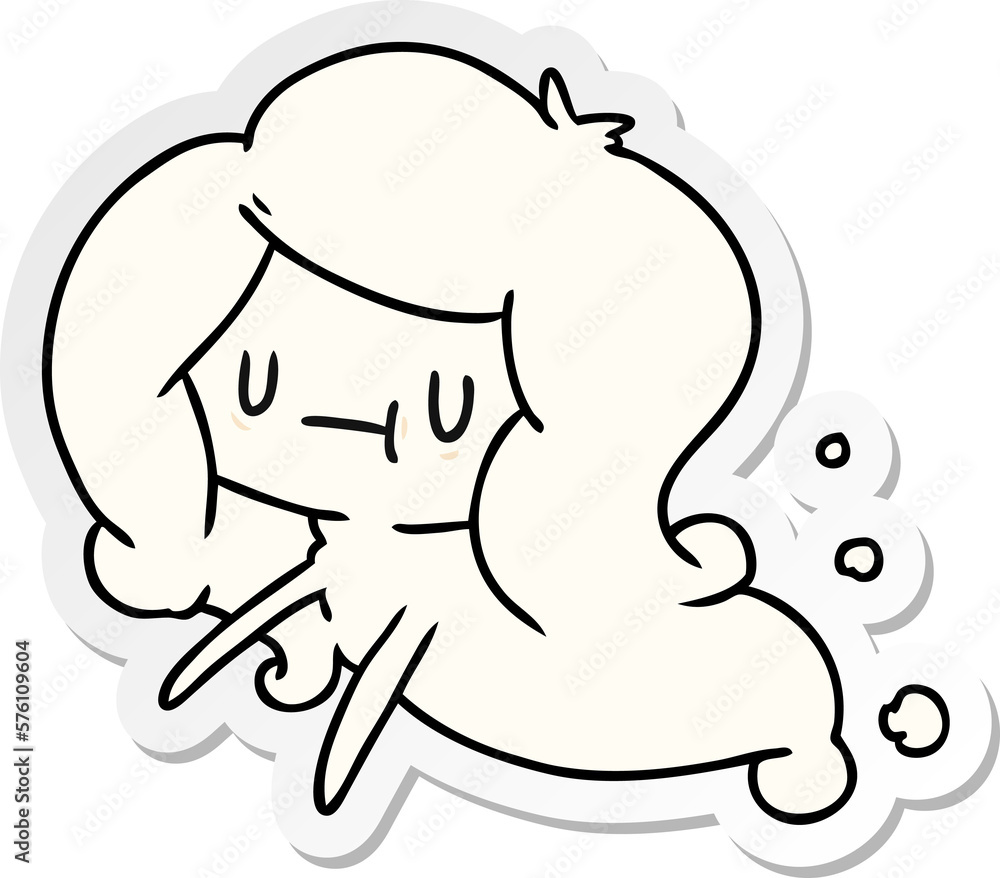 sticker cartoon of a kawaii cute ghost sticker cartoon of a kawaii cute ghost