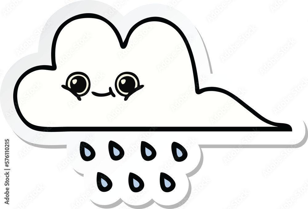 sticker of a cute cartoon rain cloud sticker of a cute cartoon rain cloud