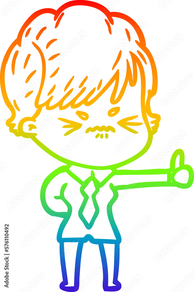 rainbow gradient line drawing cartoon frustrated woman rainbow gradient line drawing cartoon frustrated woman