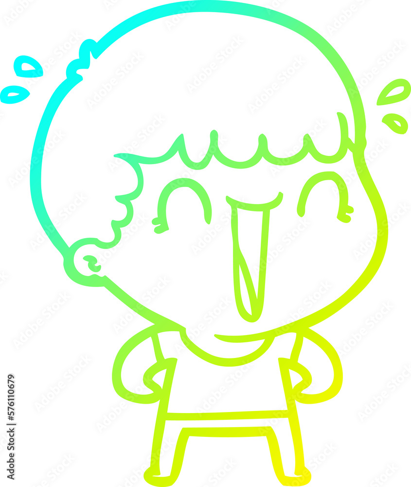 cold gradient line drawing laughing cartoon man cold gradient line drawing laughing cartoon man