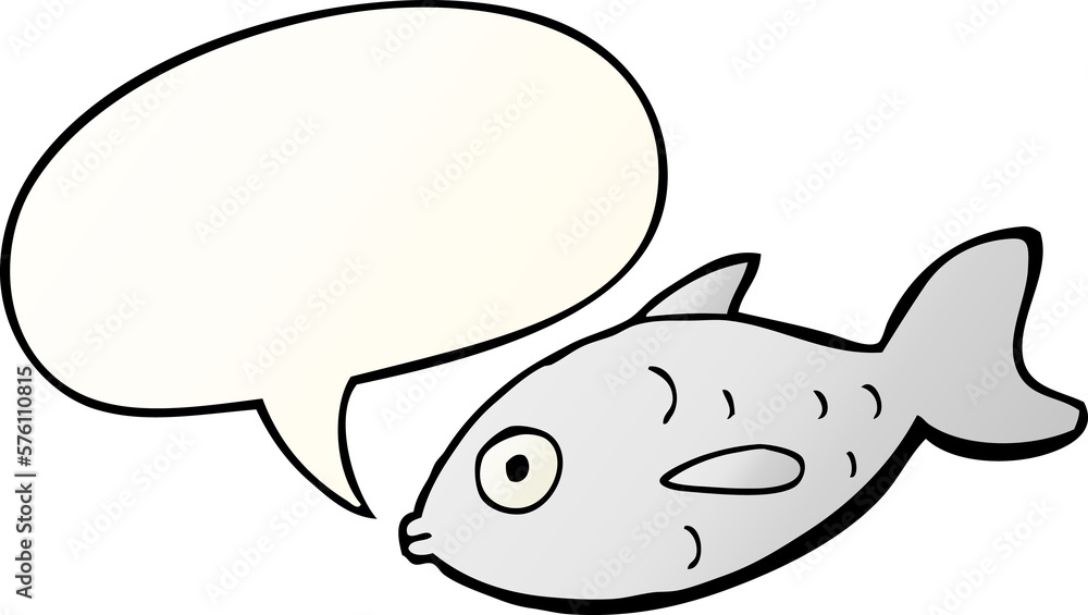 cartoon fish and speech bubble in smooth gradient style cartoon fish and speech bubble in smooth gradient style