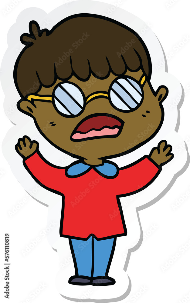sticker of a cartoon boy wearing spectacles sticker of a cartoon boy wearing spectacles
