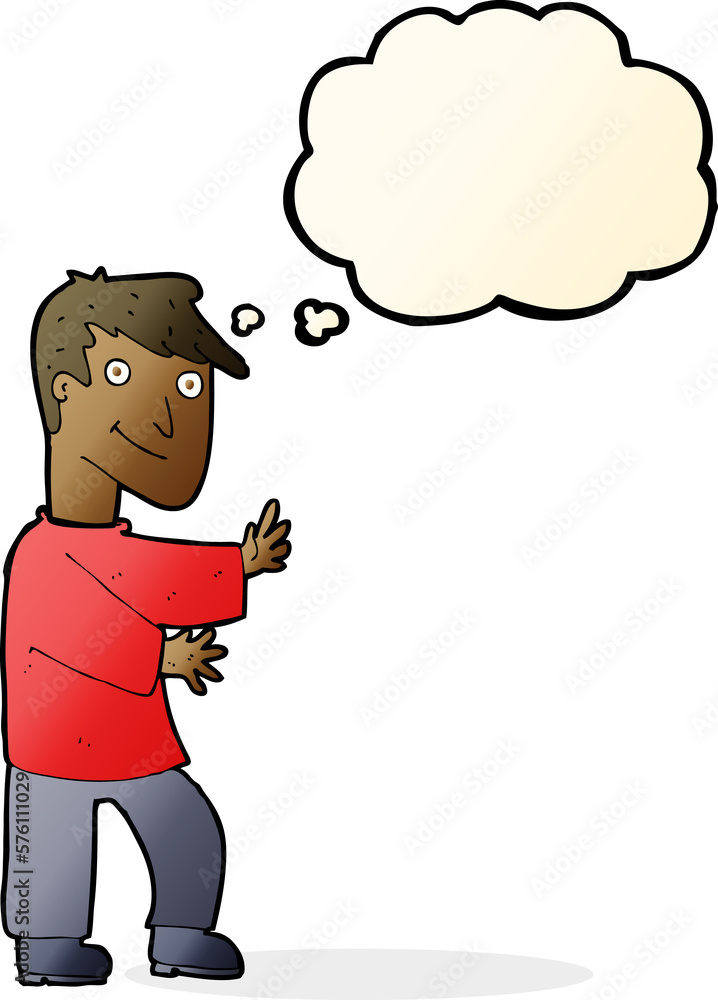 Fototapeta premium cartoon happy man with thought bubble