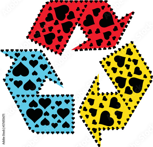 Recycle sign with ton of hearts (Love Recycle)