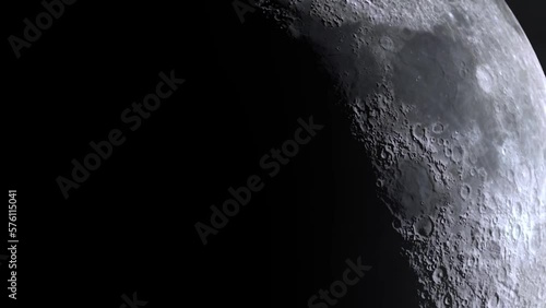 Close up surface of the Moon.  Timelapse 3d2 photo