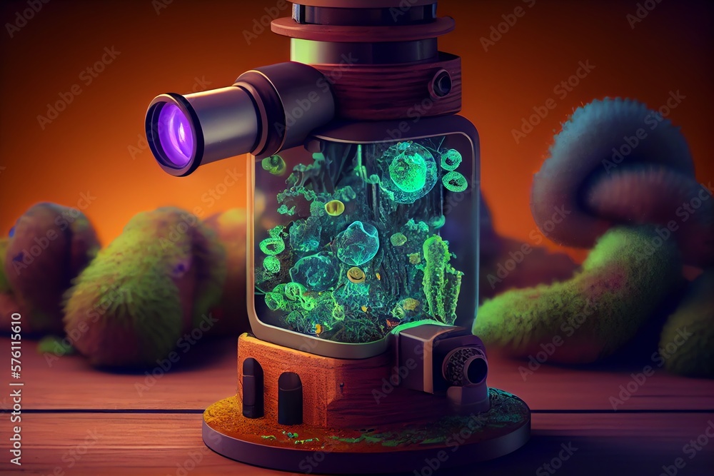 Rustling Microscope On Light Background Bacteria In The Cabin ...
