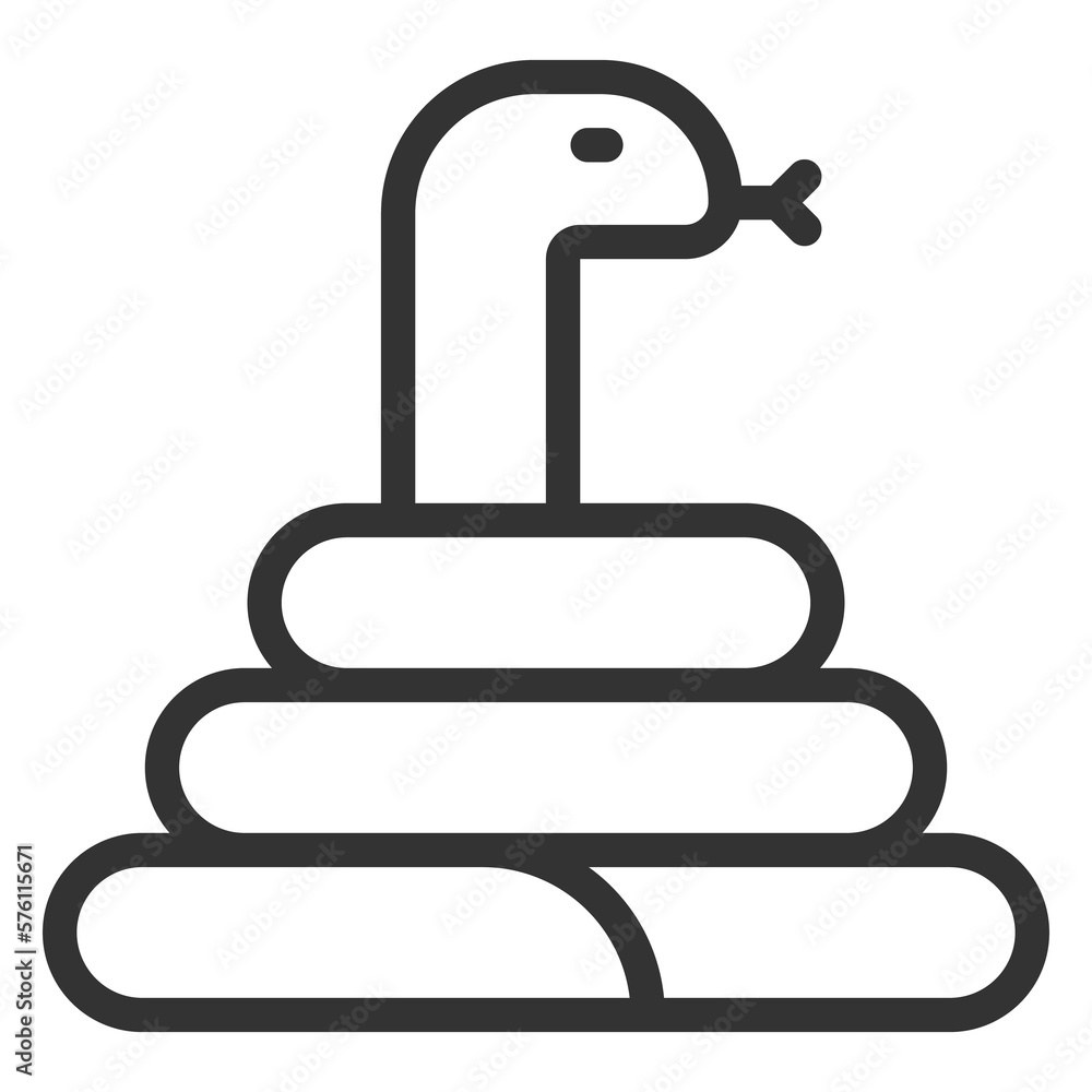 The snake curled up and raised its head in an attack - icon, illustration on white background, outline style The snake curled up and raised its head in an attack - icon, illustration on white background, outline style