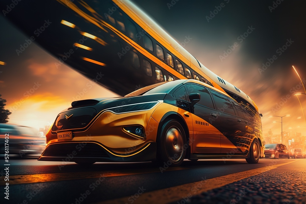 luxury taxi electric super car with autopilot, autonomous driving, the future, futuristic, ai