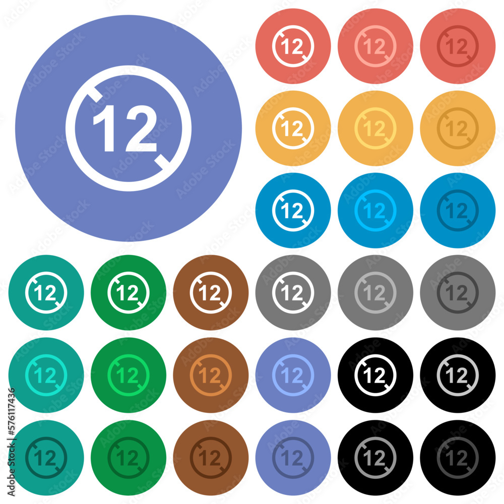Not allowed under 12 round flat multi colored icons Not allowed under 12 round flat multi colored icons