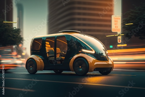 Taxi electric car with autopilot  autonomous driving  the future  futuristic  ai