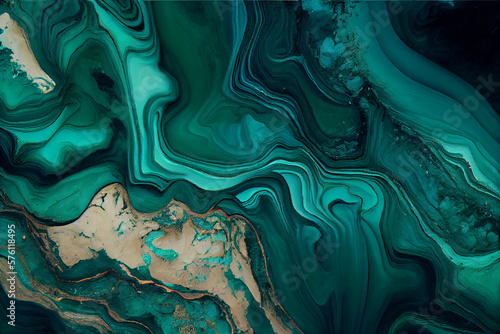 Teal and green marble texture..generative ai