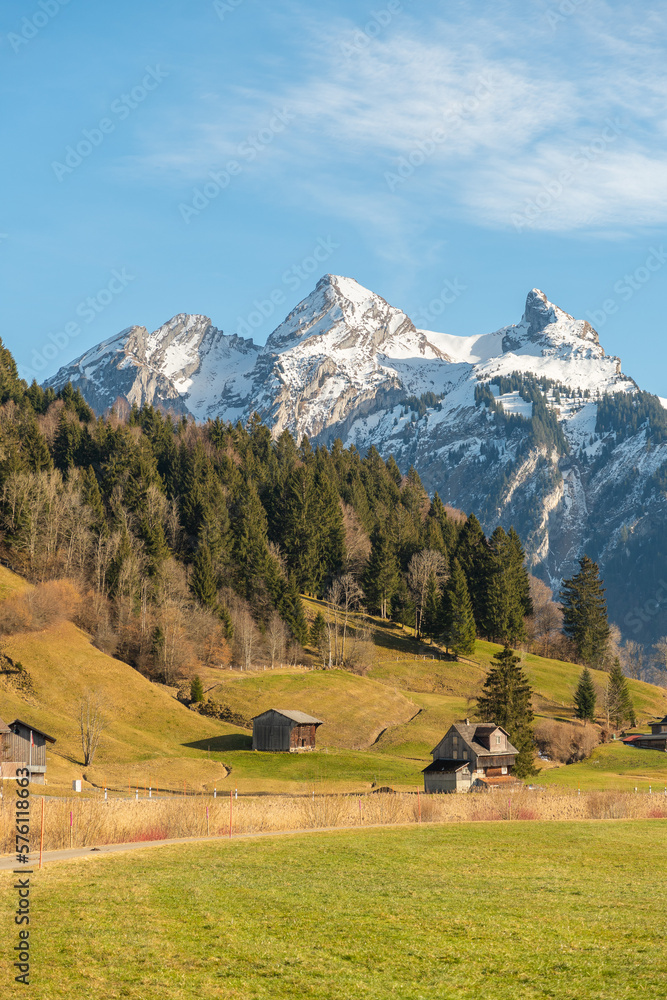 Idyllic mountain landscape near Einsiedeln in Switzerland