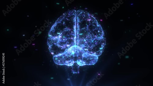 Artificial intelligence concept. Digital brain animation. AI Digital background. 3d rendering.