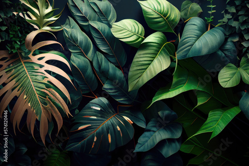 Wallpaper Mural leaves background created with Generative AI technology Torontodigital.ca