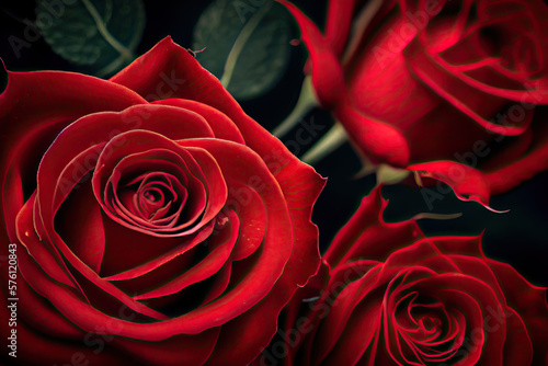red rose on black background created with Generative AI technology
