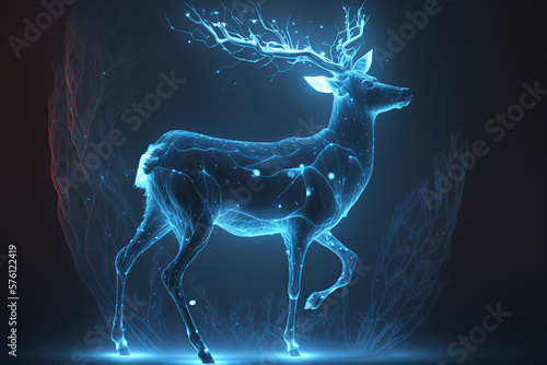 deer, animal, illustration, reindeer, silhouette, mammal, nature, cartoon, magic, electric, spirit, totem, christmas, wild, antler, wildlife, stag, antelope, elk, animals, forest, generative ai