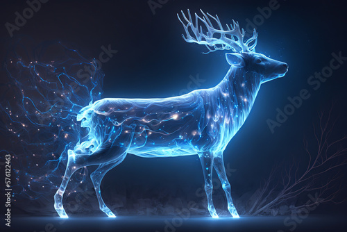 deer  animal  illustration  reindeer  silhouette  mammal  nature  cartoon  magic  electric  spirit  totem  christmas  wild  antler  wildlife  stag  antelope  elk  animals  forest  generative ai