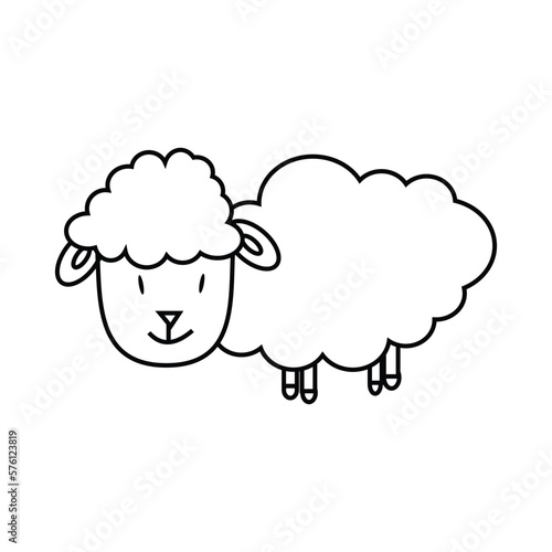 Cute sheep animal isolated icon vector illustration design iconic line style. A white lamb with thick fur and a cute shape. Suitable for sacrificial animal illustration design © OktaChan