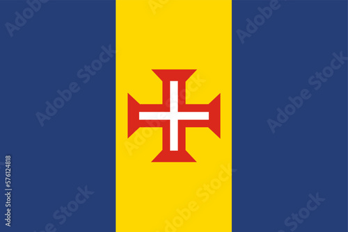 Madeira flag vector illustration isolated. National symbol of Portugal island in Atlantic ocean. Autonomous province of Portugal.