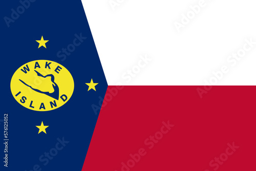 Wake island flag vector illustration isolated. Wake Atoll is a coral atoll in the western Pacific Ocean in the northeastern area of the Micronesia subregion. USA territory.
