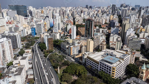 Vista aérea da região de Santa Cecília, região central de São Paulo.